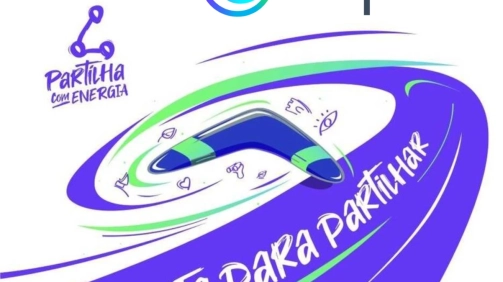 Boomerang com o logotipo da EDP e a frase "Viaja Para Partilhar".